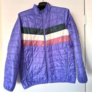 LLBean Kids Youth Girl Size XL 18 Packaway Primaloft Jacket Colorblock Purple